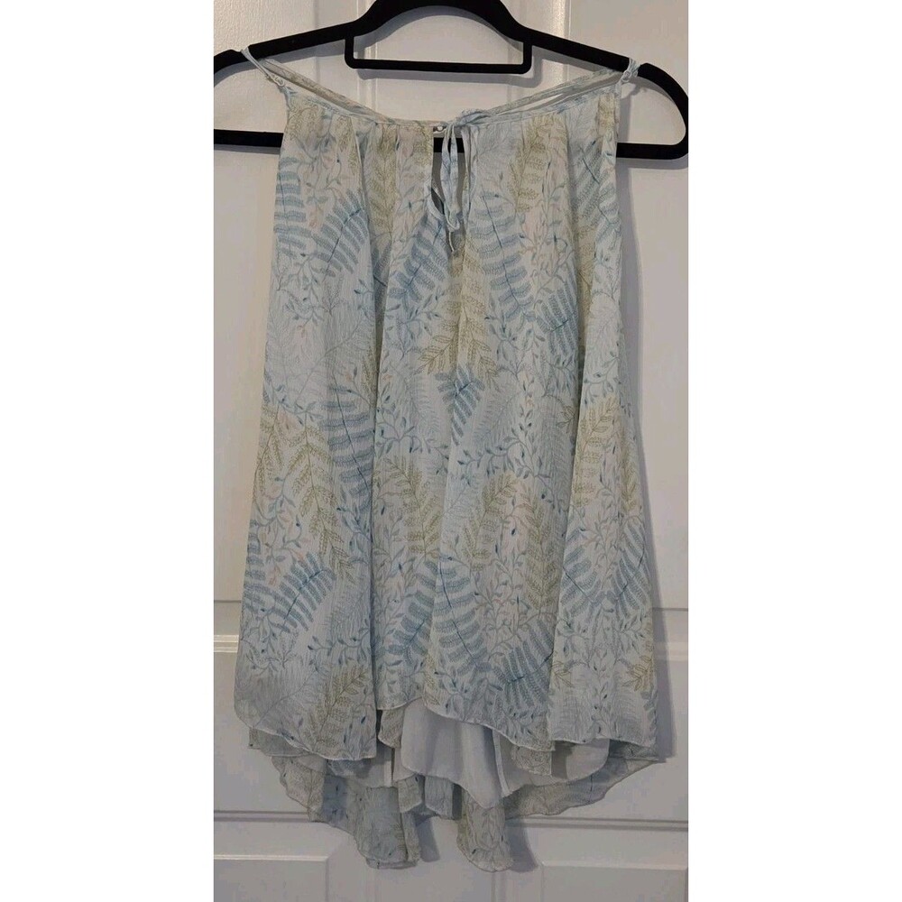 LC Lauren Conrad women's sky blue leaf print spaghetti strap blouse top - XXL